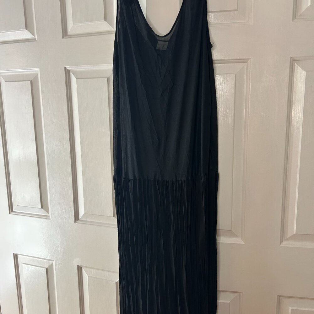 Vintage Vanity Fair Black Slip & Pleated Long Skirt,Sheer Top-use for Halloween!
